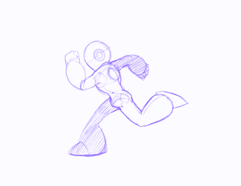 A simple character run cycle inspired by Mega Man (Capcom).