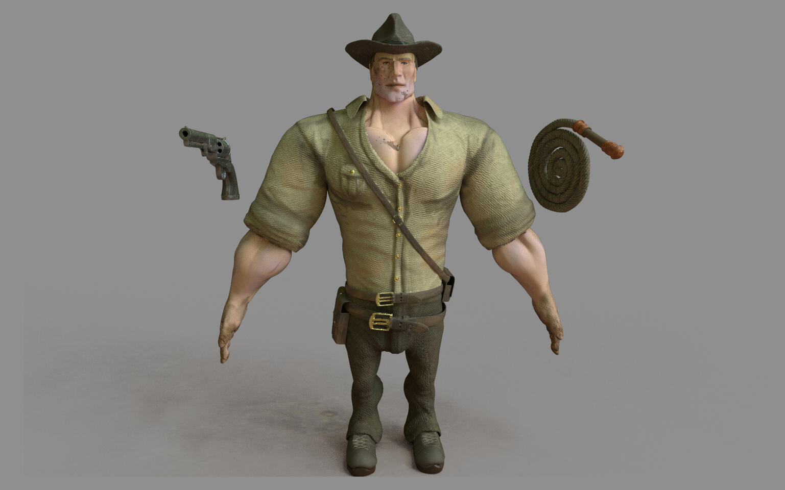 A high poly sculpt of Indiana Jones. Programs: ZBrush, Adobe Substance Painter.