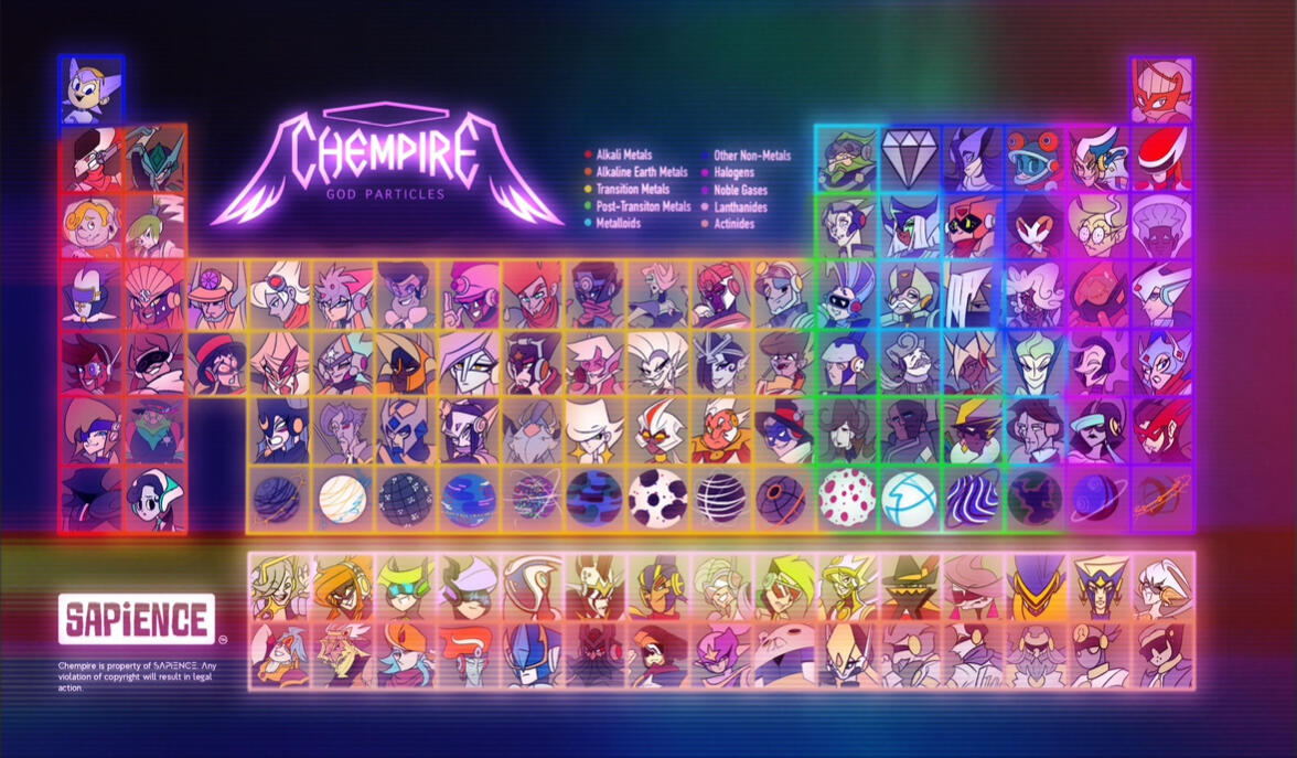 Chempire is a science fiction series about chemical element deities. They are omnipresent in the atoms in and around us, which is the basis of their divine presence. The project has been praised by Sir Martyn Poliakoff of Nottingham Universiry.