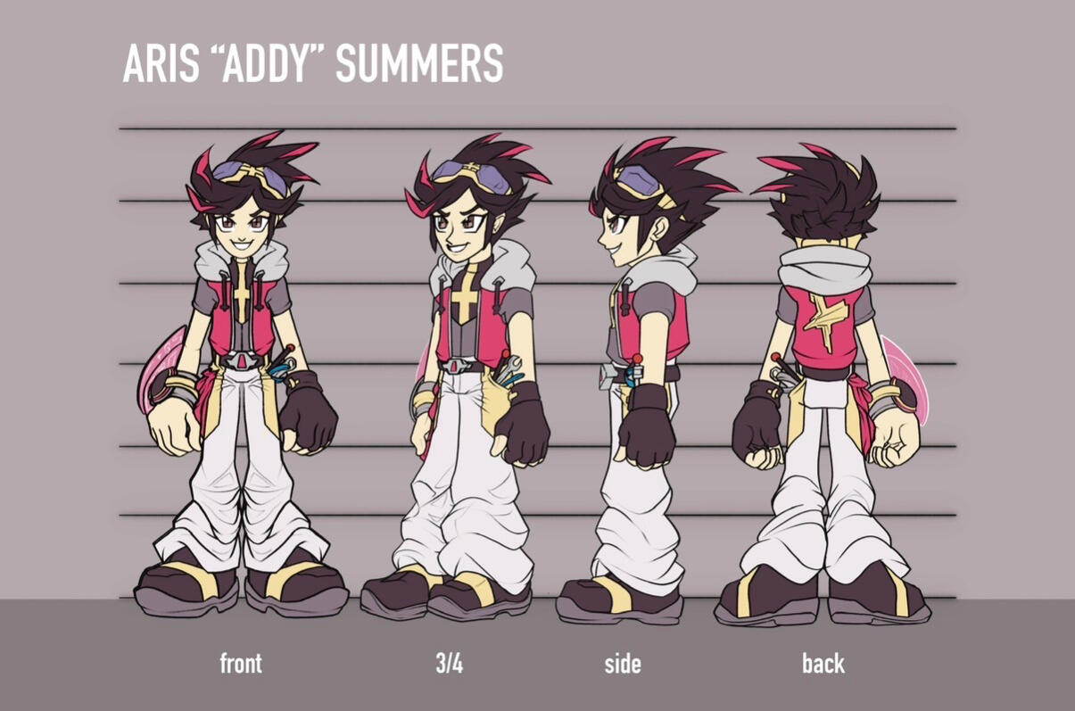 Aris “Addy” Summs turnaround; the character represents addiction in a series about math for children. Programs: Adobe Photoshop, Procreate.
