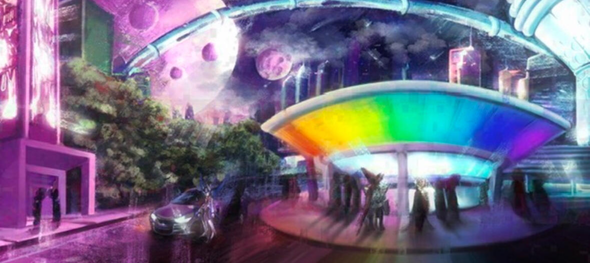 World design for the environment of Chempire, intentionally done in an impressionistic style to blend in with a modern style.