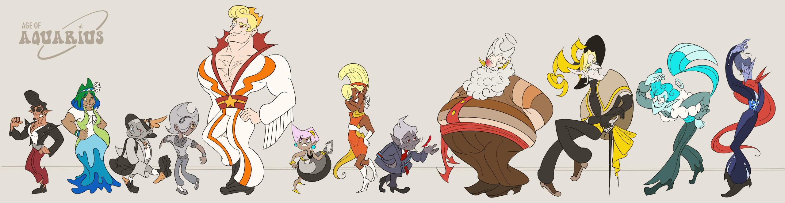 The 12 characters in Age of Aquarius are based on various celestial bodies in our solar system, and a zodiac sign as well. The characters are in order of zodiac sign and the planets they represent are the ruling planets of each sign.